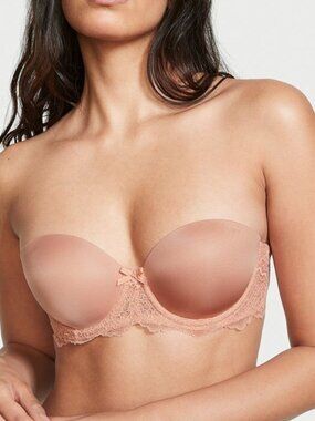 Victoria's Secret Dream Angels Multi Way Strapless Nude Floral Lace Bra 34D